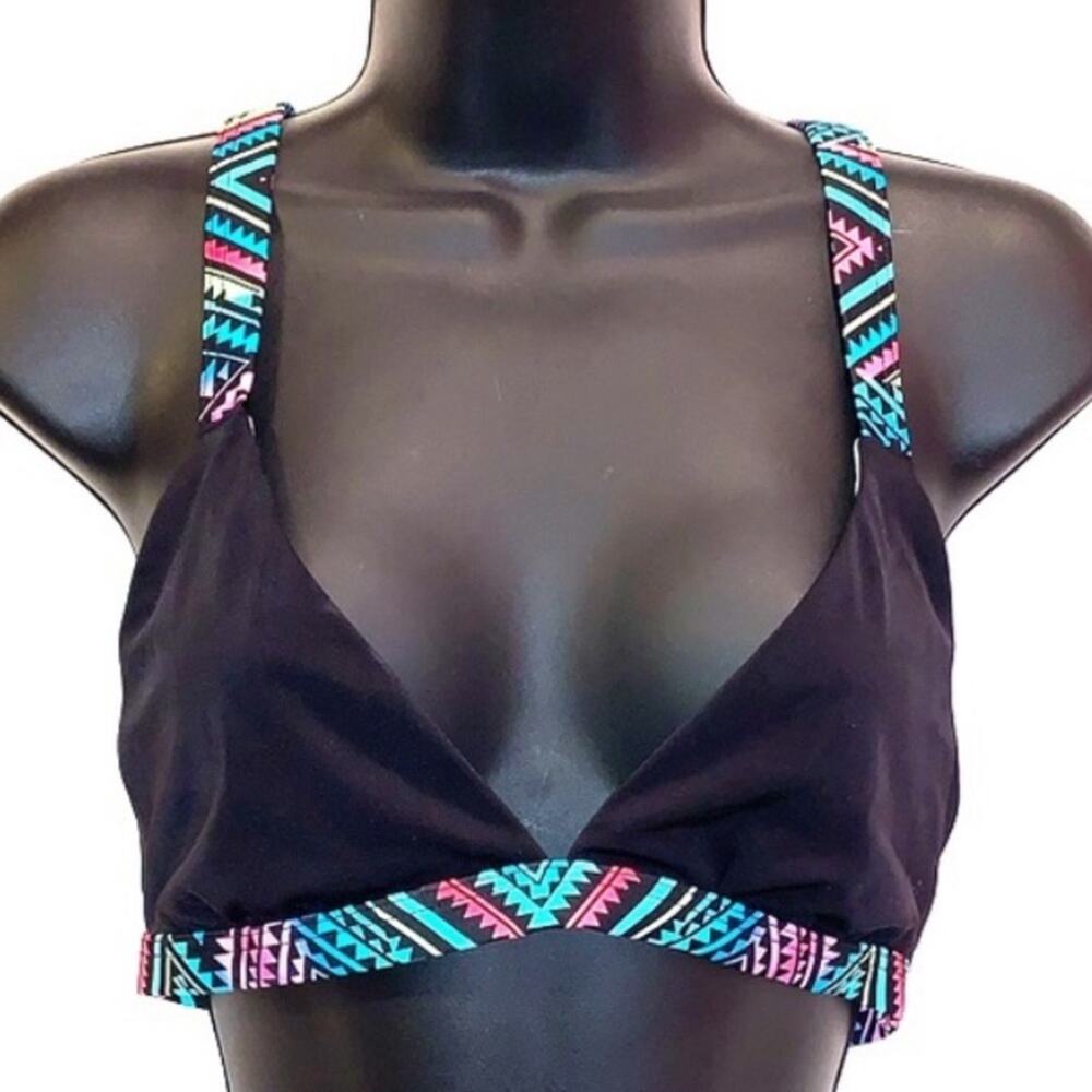 Sundazed Bikini Top Medium NWT Black Tribal Strap Crisscross Back Swim Top